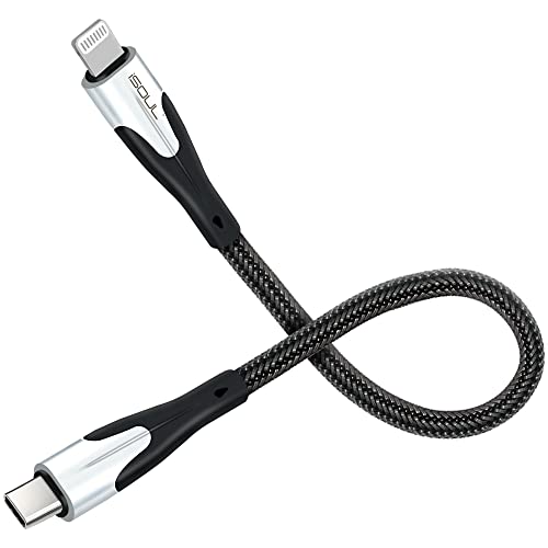 Kurzes USB-C-auf-Lightning-iPhone-Ladekabel iSOUL, 15 cm/0,5 Fuß für iPhone, unterstützt Stromversorgung (zur Verwendung mit Ladegeräten vom Typ C) von iSOUL