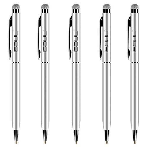 Stylus Pen, 5 Stücke Eingabestift Touchstift Stylus Kompatibel mit iOS Android Geräten, Stylus für iPhone iPad Galaxy Huawei OnePlus Smartphones Tablet Kapazitiver Kugelschreiber (Silber) von iSOUL