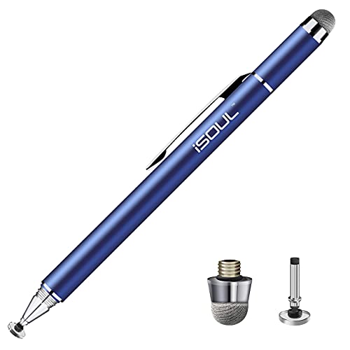 iSOUL Eingabestift Disc Touch Pen, Universal Touchstift mit Disc Fiber Tipps für Alle Smartphone Handy Tablet mit kapazitiven Touchscreen, iPhone, iPad Mini, Pro, Galaxy, Note, Tab - Stylus (Blau) von iSOUL