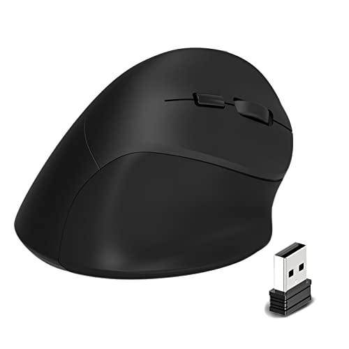 iSTYLE Kabellose Ergonomische Maus, Vertikale Maus mit 3 Einstellbaren DPI und USB-Nano-Empfänger, Wiederaufladbare Maus für Laptop, PC, iPad, MacBook (Schwarz) von iSTYLE