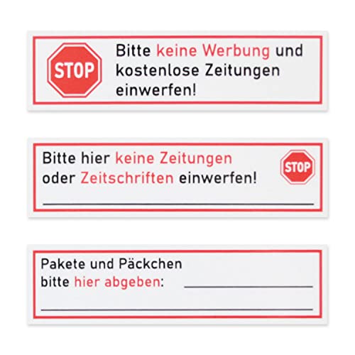Briefkasten-Magnet Set 3 Stk. I Stop Bitte keine Werbung und kostenlose Zeitung einwerfen! I 11 x 4 cm I Gegen Reklame im Briefkasten I wetterfest I hin678 von iSecur