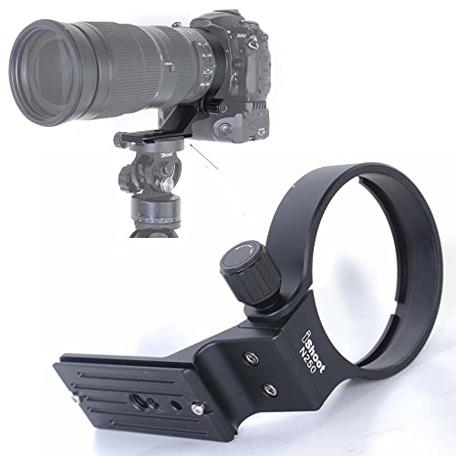 iShoot Stativschelle Stativring Objektiv Montage Stativ Stützring für Nikon Nikkor AF-S 200-500mm F5.6E ED VR, Halterungsring Halterung unten ist Arca-Swiss Fit Schnellwechselplatte, CNC-gefräst von iShoot