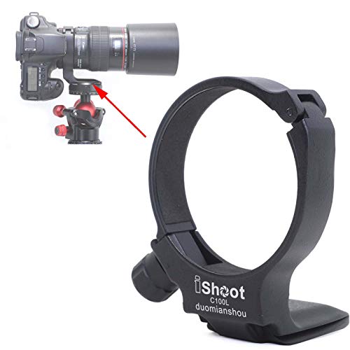 iShoot Stativschelle Stativring Stativ-Halterung halterungsring für Canon EF 100mm f/2.8L Macro is USM Objektiv (ersetzt Objektiv Montage D), integrierte ARCA Typ Kamera Schnellwechselplatte von iShoot