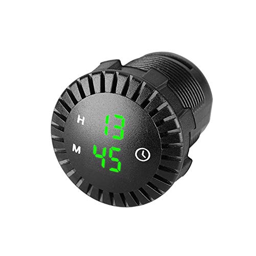 iSpchen 12V / 24V Kfz-Autouhr Grüne LED-Anzeige Taktile Digitaluhr LED-Uhr Geeignet für Auto-Motorrad Uhr Schalter von iSpchen