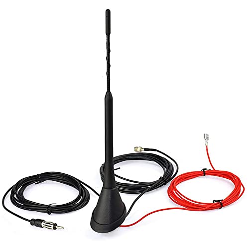 iSpchen Autoantenne DAB Antenne Auto FM Digital Empfang Autoradio Antenne für Wohnmobil Auto Dachantenne mit Verstärker 5M SMA/SMB-Anschluss DIN-Adapter Auto Antennensplitter von iSpchen