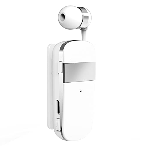 iSpchen Bluetooth-Headset Freisprech-Headset In-Ohr einziehbarer Bluetooth Kopfhörer Clip-on Bluetooth 5.0-Kopfhörer Freisprecheinrichtung Drahtloses Bluetooth-Headset für Geschäft Fahren Büro,Weiß von iSpchen