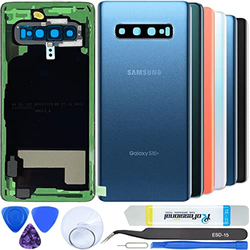 iStable Akkudeckel Set für Samsung Galaxy S10+ Plus SM-G975 Rückseite Glas mit Kamera Linse Deckel Backcover -Original Blau von iStable