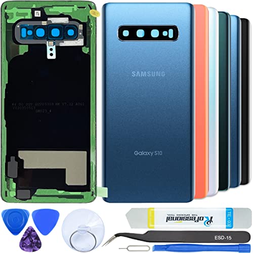 iStable Akkudeckel Set für Samsung Galaxy S10 SM-G973 Rückseite Glas mit Kamera Linse Deckel Backcover -Original Blau von iStable