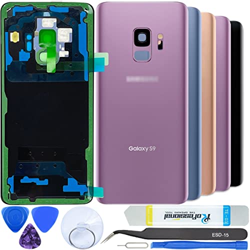 iStable Akkudeckel Set für Samsung Galaxy S9 G960 Rückseite Glas mit Kamera Linse Deckel Backcover, galaxy-s9-back-purple von iStable