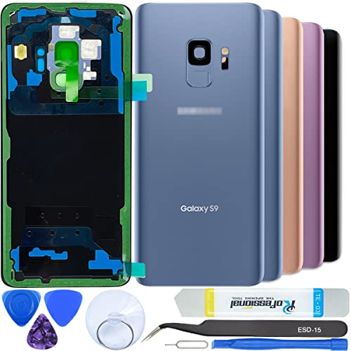 iStable Akkudeckel Set für Samsung Galaxy S9 G960 Rückseite Glas mit Kamera Linse Deckel Backcover -Original Blau von iStable