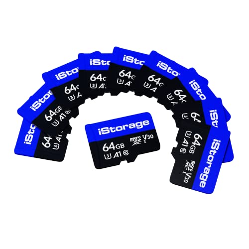 10 Pack iStorage microSD-Karte 64GB | Verschlüsseln Sie die auf iStorage microSD-Karten gespeicherten Daten mit dem datAshur SD USB-Flash-Laufwerk | Nur mit datAshur SD-Laufwerken kompatibel von iStorage