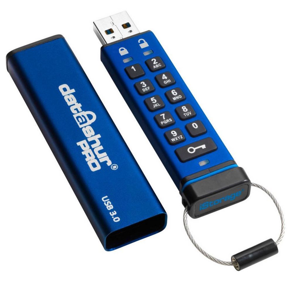 iStorage USB-Stick datAshur Pro USB3 256-bit 4GB USB 3.0 USB-Stick (256-Bit AES Verschlüsselung, Wasserdicht) von iStorage