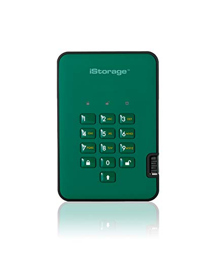 iStorage diskAshur2 SSD 16TB Grün - Sicheres tragbares Solid-State-Laufwerk - Passwortgeschützt - Staub- und wasserdicht - Hardware-Verschlüsselung von iStorage