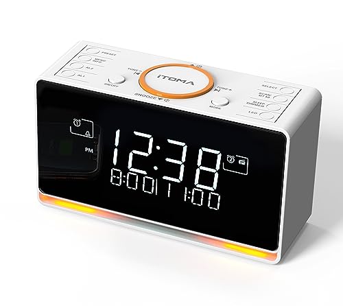 iTOMA DAB/FM Digital Radioweker, 40 Presets, Dual Alarm mit Snooze, Bluetooth Dimmer Steuerung, USB Ladegerät und Kopfhörer Jack 728 von iTOMA