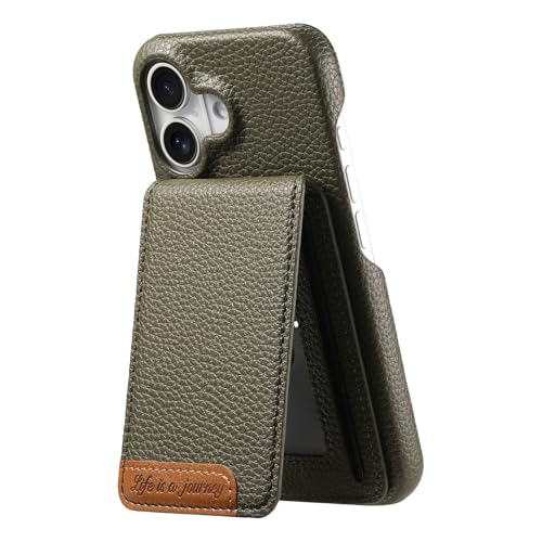 2 in 1 Wallet Phone Case for iPhone 16, Shockproof Ultrathin Phone Case, RFID Anti-Theft Wallet Green von iTape