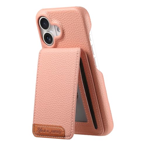 2 in 1 Wallet Phone Case for iPhone 16, Shockproof Ultrathin Phone Case, RFID Anti-Theft Wallet Pink von iTape