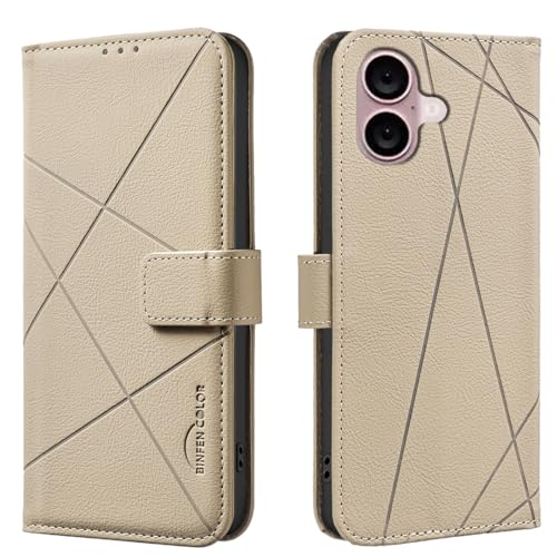 Brieftasche Handyhülle für iPhone 16 Plus, RFID Anti-Diebstahl Brieftasche, Gepresste Kante Ledertasche Flip Cover Ständer von iTape
