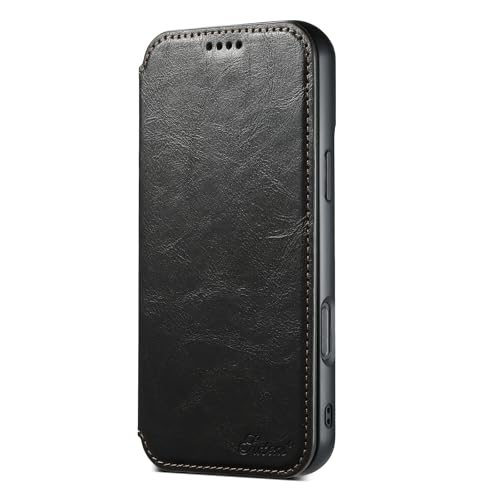 Gewachste Magnetische Leder Handyhülle für iPhone 16 mit Kreditkartenfach Wallet Flip Stand Wireless Charging Support Herren Handyhülle Schwarz Gewachste Magnetische Leder Handyhülle für iPhone 16 mit Kreditkartenfach Wallet Flip Stand Wireless Charging Support Herren Handyhülle Schwarz von iTape