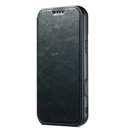 Gewachste magnetische Lederhülle für iPhone 16 Plus mit Kreditkartenschlitz, Brieftasche, Klappständer, kabelloses Aufladen, unterstützt Herren-Handyhülle, Blau Gewachste magnetische Lederhülle für iPhone 16 Plus mit Kreditkartenschlitz, Brieftasche, Klappständer, kabelloses Aufladen, unterstützt Herren-Handyhülle, Blau von iTape