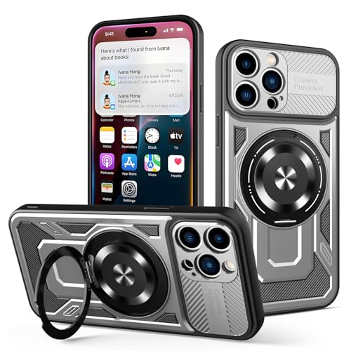 Hartbeschichtete PC-Schutzhülle für iPhone 14 Pro Max, mit 360° drehbarem Metallring, starke magnetische Autohalterung, Handyhülle, unterstützt kabelloses Laden, Grau Hartbeschichtete PC-Schutzhülle für iPhone 14 Pro Max, mit 360° drehbarem Metallring, starke magnetische Autohalterung, Handyhülle, unterstützt kabelloses Laden, Grau von iTape