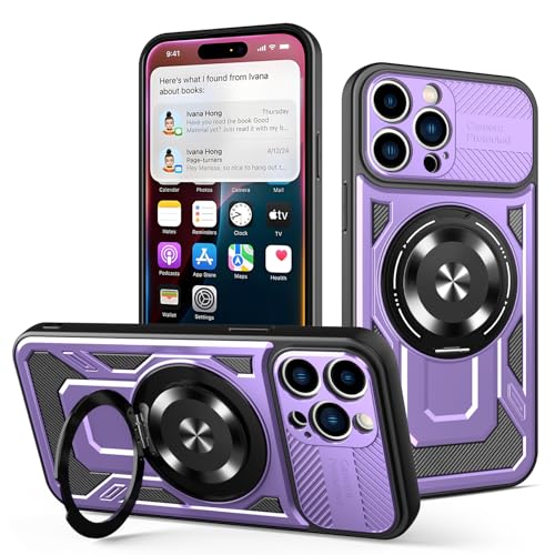 Hartbeschichtete PC-Schutzhülle für iPhone 14 Pro Max, mit 360° drehbarem Metallring, starke magnetische Autohalterung, Handyhülle, unterstützt kabelloses Laden, Lila Hartbeschichtete PC-Schutzhülle für iPhone 14 Pro Max, mit 360° drehbarem Metallring, starke magnetische Autohalterung, Handyhülle, unterstützt kabelloses Laden, Lila von iTape
