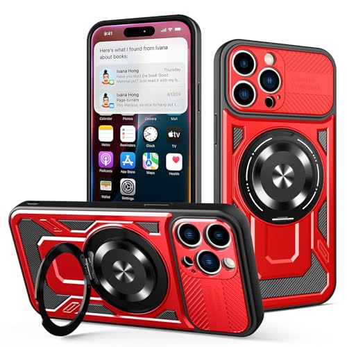 Hartbeschichtete PC-Schutzhülle für iPhone 14 Pro Max, mit 360° drehbarem Metallring, starke magnetische Autohalterung, Handyhülle, unterstützt kabelloses Laden, Rot Hartbeschichtete PC-Schutzhülle für iPhone 14 Pro Max, mit 360° drehbarem Metallring, starke magnetische Autohalterung, Handyhülle, unterstützt kabelloses Laden, Rot von iTape