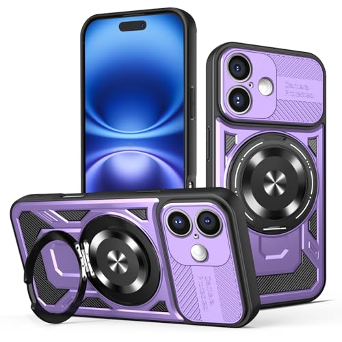 Hartbeschichtete PC-Schutzhülle für iPhone 16 Plus, mit 360° drehbarem Metallring, starke magnetische Autohalterung, Handyhülle, unterstützt kabelloses Laden, Lila Hartbeschichtete PC-Schutzhülle für iPhone 16 Plus, mit 360° drehbarem Metallring, starke magnetische Autohalterung, Handyhülle, unterstützt kabelloses Laden, Lila von iTape