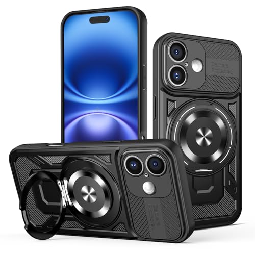 Hartbeschichtete PC-Schutzhülle für iPhone 16 Plus, mit 360° drehbarem Metallring, starke magnetische Autohalterung, Handyhülle, unterstützt kabelloses Laden, Schwarz Hartbeschichtete PC-Schutzhülle für iPhone 16 Plus, mit 360° drehbarem Metallring, starke magnetische Autohalterung, Handyhülle, unterstützt kabelloses Laden, Schwarz von iTape