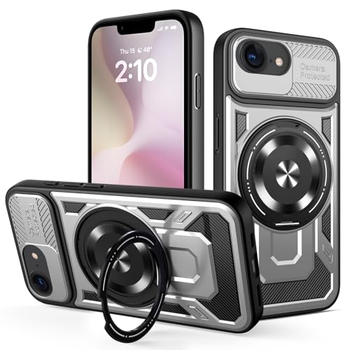 Hartbeschichtete PC-Schutzhülle für iPhone 16E, mit 360° drehbarem Metallring, starke magnetische Autohalterung, Handyhülle, unterstützt kabelloses Laden, Grau Hartbeschichtete PC-Schutzhülle für iPhone 16E, mit 360° drehbarem Metallring, starke magnetische Autohalterung, Handyhülle, unterstützt kabelloses Laden, Grau von iTape