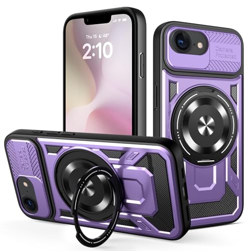 Hartbeschichtete PC-Schutzhülle für iPhone 16E, mit 360° drehbarem Metallring, starke magnetische Autohalterung, Handyhülle, unterstützt kabelloses Laden, Lila Hartbeschichtete PC-Schutzhülle für iPhone 16E, mit 360° drehbarem Metallring, starke magnetische Autohalterung, Handyhülle, unterstützt kabelloses Laden, Lila von iTape