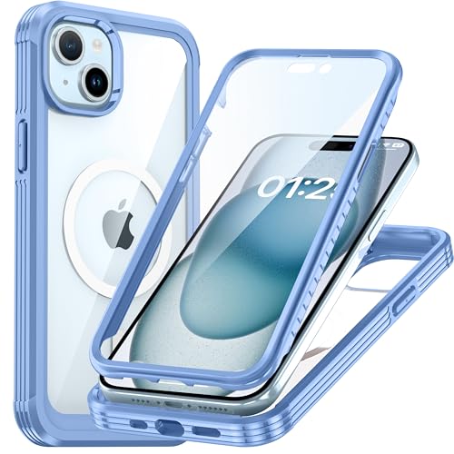 Kompatibel mit iPhone 15 Handyhülle Panzerglas Schutzhülle 360° Ganzkörper Heavy Duty Schutzhülle Stoßfest Wasserdicht und Bruchsicher Magnetisches Kabelloses Laden Blau Kompatibel mit iPhone 15 Handyhülle Panzerglas Schutzhülle 360° Ganzkörper Heavy Duty Schutzhülle Stoßfest Wasserdicht und Bruchsicher Magnetisches Kabelloses Laden Blau von iTape
