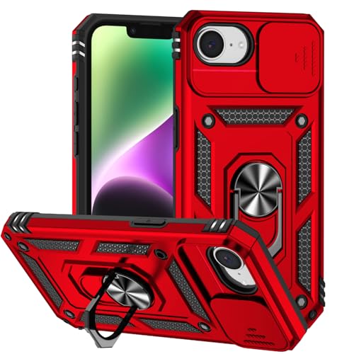 Magnetische Autohalterung 2 in 1 Handyhülle für iPhone 16E 5G, Militärqualität Schutzhülle, Handyhülle eingebauter 360° drehbarer Ring Halterung Schnalle Push-Fenster Linsenschutz Rot Magnetische Autohalterung 2 in 1 Handyhülle für iPhone 16E 5G, Militärqualität Schutzhülle, Handyhülle eingebauter 360° drehbarer Ring Halterung Schnalle Push-Fenster Linsenschutz Rot von iTape