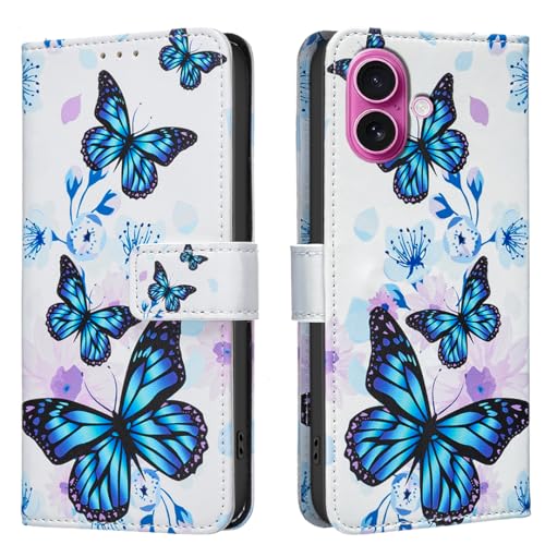 Painted Leather Case Flip Phone Case for iPhone 16 Plus, Blue Butterfly Flower Rose Multifunctional Leather Phone Case Wallet Flip Stand with Multi-Card Slot Pocket Painted Leather Case Flip Phone Case for iPhone 16 Plus, Blue Butterfly Flower Rose Multifunctional Leather Phone Case Wallet Flip Stand with Multi-Card Slot Pocket von iTape