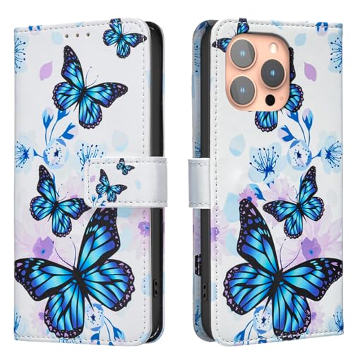 Painted Leather Case Flip Phone Case for iPhone 16 Pro max, Blue Butterfly Flower Rose Multifunctional Leather Phone Case Wallet Flip Stand with Multi-Card Slot Pocket Painted Leather Case Flip Phone Case for iPhone 16 Pro max, Blue Butterfly Flower Rose Multifunctional Leather Phone Case Wallet Flip Stand with Multi-Card Slot Pocket von iTape