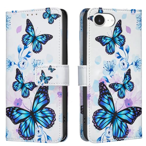 Painted Leather Case Flip Phone Case for iPhone 16E, Blue Butterfly Flower Rose Multifunctional Leather Phone Case Wallet Flip Stand with Multi-Card Slot Pocket Painted Leather Case Flip Phone Case for iPhone 16E, Blue Butterfly Flower Rose Multifunctional Leather Phone Case Wallet Flip Stand with Multi-Card Slot Pocket von iTape