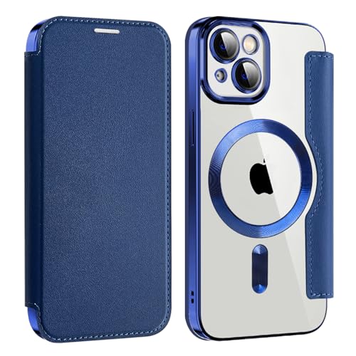 Schutzhülle für iPhone 14 mit Kreditkartenhalter, RFID-Blockierung, kompatibel mit magnetischem kabellosem Laden, Blau von iTape