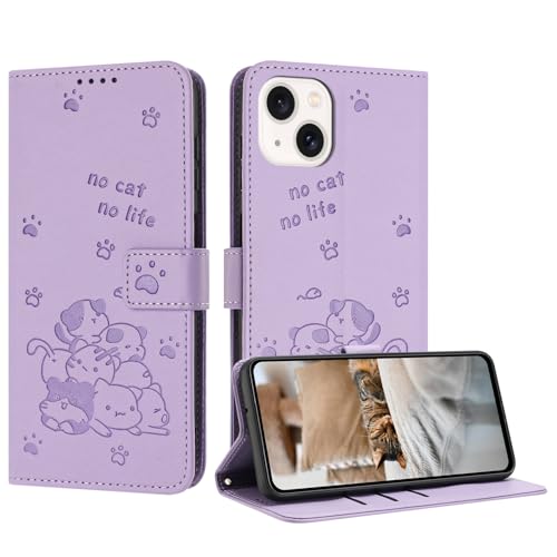 Schutzhülle für iPhone 14 mit niedlichem geprägtem Kätzchen, mehrere Kartenfächer, Reißverschluss-Brieftasche, Klappständer, Crossbody-Handschlaufe Schutzhülle für iPhone 14 mit niedlichem geprägtem Kätzchen, mehrere Kartenfächer, Reißverschluss-Brieftasche, Klappständer, Crossbody-Handschlaufe von iTape