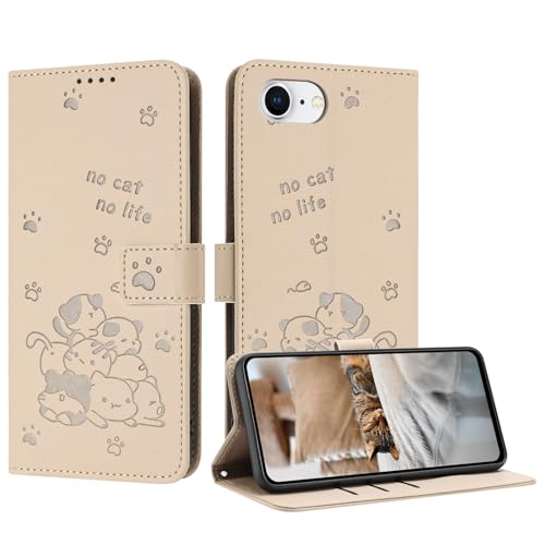 Schutzhülle für iPhone 16E mit niedlichem geprägtem Kätzchen, mehrere Kartenfächer, Reißverschluss-Brieftasche, Klappständer, Crossbody-Handschlaufe Schutzhülle für iPhone 16E mit niedlichem geprägtem Kätzchen, mehrere Kartenfächer, Reißverschluss-Brieftasche, Klappständer, Crossbody-Handschlaufe von iTape