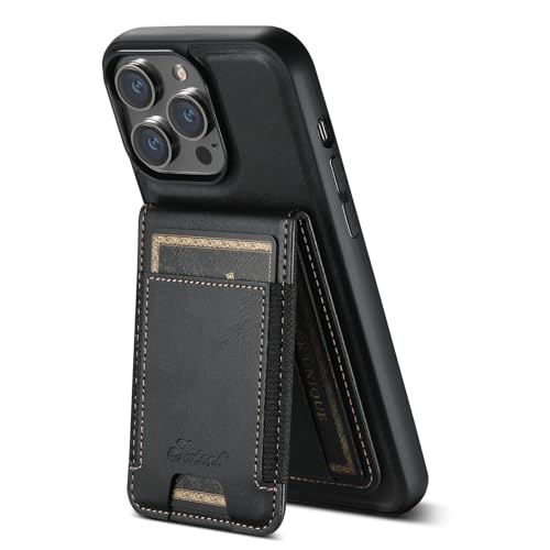 Wachsmuster Handyhülle für iPhone 15, Ultradünn Einfach Kartenhalter Durable Puffer [Stoßfeste TPU Innenschale], Zwei-in-Eins Kartenhalter Handyhülle Schwarz von iTape