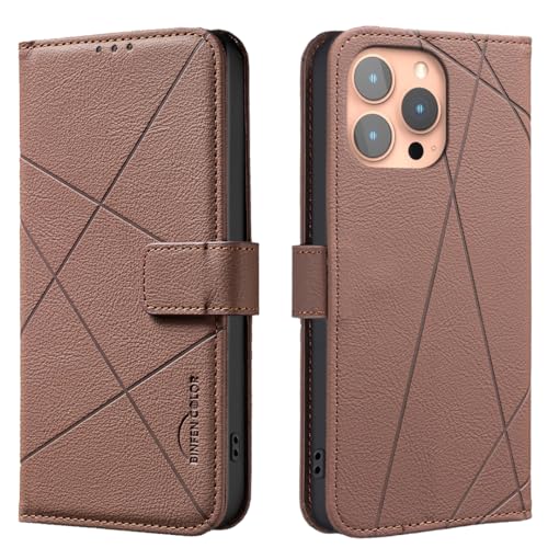 Wallet Handyhülle für iPhone 15 Pro, RFID Anti-Diebstahl Brieftasche, Gepresste Kante Ledertasche Flip Cover Ständer Braun Wallet Handyhülle für iPhone 15 Pro, RFID Anti-Diebstahl Brieftasche, Gepresste Kante Ledertasche Flip Cover Ständer Braun von iTape