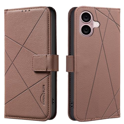 Wallet Handyhülle für iPhone 16, RFID Anti-Diebstahl Brieftasche, Gepresste Kante Ledertasche Flip Cover Ständer Braun Wallet Handyhülle für iPhone 16, RFID Anti-Diebstahl Brieftasche, Gepresste Kante Ledertasche Flip Cover Ständer Braun von iTape