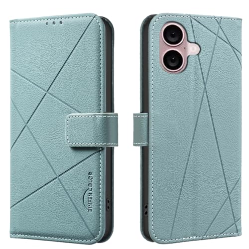 Wallet Handyhülle für iPhone 16 Plus, RFID Anti-Diebstahl Brieftasche, Gepresste Kante Ledertasche Flip Cover Ständer Grün Wallet Handyhülle für iPhone 16 Plus, RFID Anti-Diebstahl Brieftasche, Gepresste Kante Ledertasche Flip Cover Ständer Grün von iTape