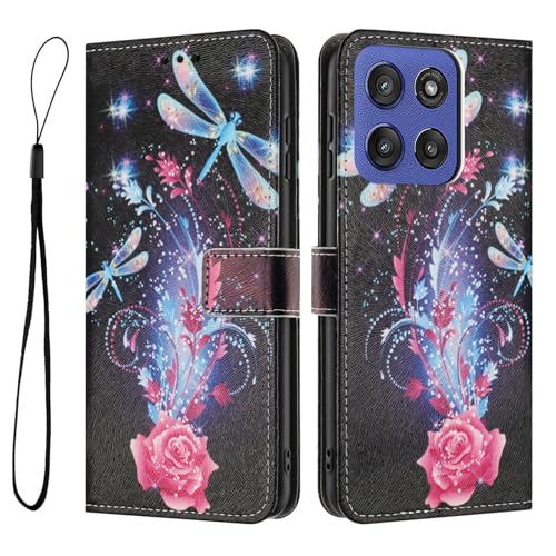 iTape Brieftasche Handyhülle für Motorola Moto G Stylus 5G (2025) Gemalt Sonnenblume Mandala Schmetterling Mehrere Kartenfächer Flip Stand Crossbody Handgelenkschlaufe Geeignet für Damen Handyhülle von iTape