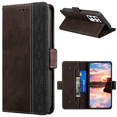 iTape Magnetische Klapphülle für Samsung Galaxy S21 Ultra Kartenfach Brieftasche Leder Handyhülle Ständer [RFID-Blockierung] Handyhülle Braun von iTape