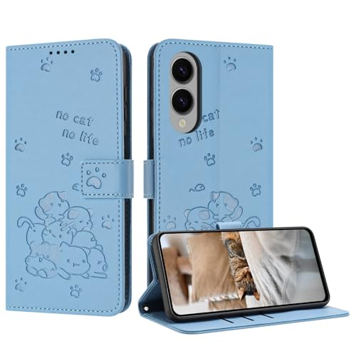 iTape Niedliche geprägte Kätzchen-Handyhülle für Motorola Samsung Galaxy S25 Edge, mehrere Kartenfächer, Reißverschluss-Brieftasche, Flip-Ständer, Crossbody-Handschlaufe, Blau iTape Niedliche geprägte Kätzchen-Handyhülle für Motorola Samsung Galaxy S25 Edge, mehrere Kartenfächer, Reißverschluss-Brieftasche, Flip-Ständer, Crossbody-Handschlaufe, Blau von iTape