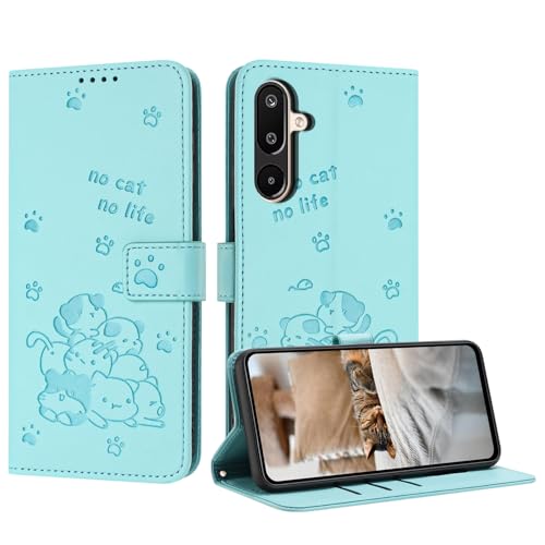 iTape Niedliche geprägte Kätzchen-Handyhülle für Samsung Galaxy M16 5G, mehrere Kartenfächer, Reißverschluss-Brieftasche, Klappständer, Crossbody-Handschlaufe, Himmelblau iTape Niedliche geprägte Kätzchen-Handyhülle für Samsung Galaxy M16 5G, mehrere Kartenfächer, Reißverschluss-Brieftasche, Klappständer, Crossbody-Handschlaufe, Himmelblau von iTape