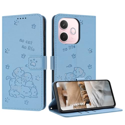 iTape Schutzhülle für Motorola Oppo A5 PRO 5G, mit niedlichem geprägtem Kätzchen, mehrere Kartenfächer, Reißverschluss, Brieftasche, Standfunktion, Crossbody-Handschlaufe, Blau iTape Schutzhülle für Motorola Oppo A5 PRO 5G, mit niedlichem geprägtem Kätzchen, mehrere Kartenfächer, Reißverschluss, Brieftasche, Standfunktion, Crossbody-Handschlaufe, Blau von iTape