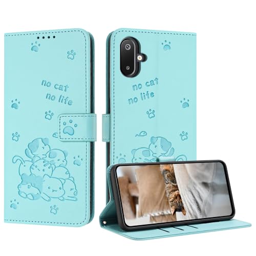 iTape Schutzhülle für Samsung Galaxy F06 5G mit niedlichem geprägtem Kätzchen, mehrere Kartenfächer, Reißverschluss, Brieftasche, Standfunktion, Crossbody-Handschlaufe, Himmelblau iTape Schutzhülle für Samsung Galaxy F06 5G mit niedlichem geprägtem Kätzchen, mehrere Kartenfächer, Reißverschluss, Brieftasche, Standfunktion, Crossbody-Handschlaufe, Himmelblau von iTape