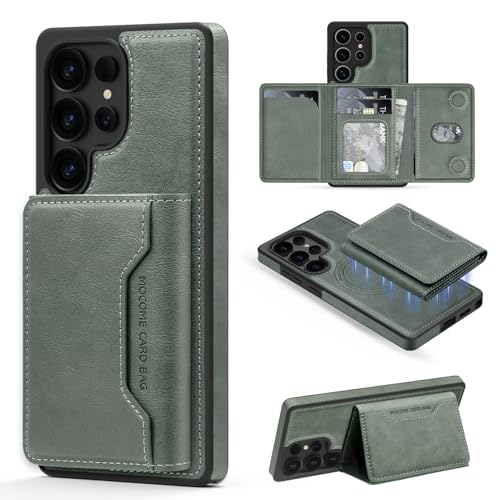 iTape Trifold Card Holder Phone Case for Samsung Galaxy S25 Ultra, Magnetic Phone Case, Card Slot Wallet Photo Clip Green von iTape