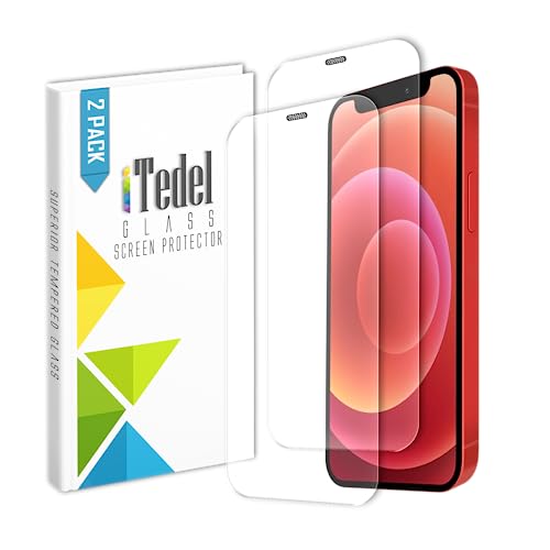 iTedel 2 Pack iPhone 12 Mini Bildschirmschutz - Fortgeschrittener Schutz mit Easy-Fit-Installationsrahmen für eine präzise und sichere Passform und klarem Rand von iTedel